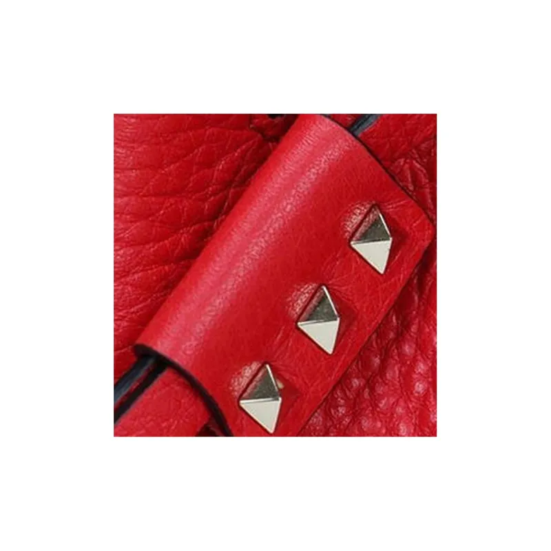 Valentino Calfskin Bucket Bag Portable Crossbody Bag Shoulder Bag Women's Red-5