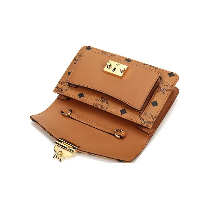 MCM Artificial Leather Fanny Pack Mini Women's Brown Cognac-5
