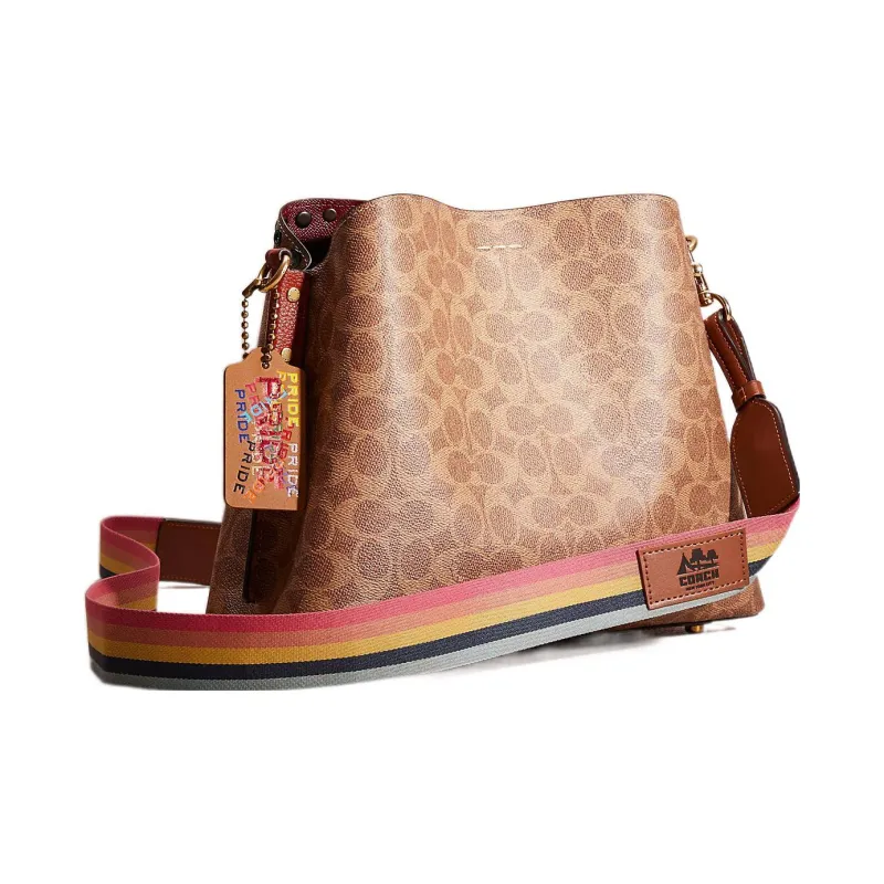 COACH Willow Canvas With Leather Tote Bag Shopping Bag Handbag Shoulder Bag Women's Brown-1