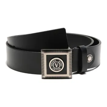 VERSACE JEANS COUTURE SS23 Cow Leather Trimmable V EMBLEM Belt, Width 3.8cm Men's