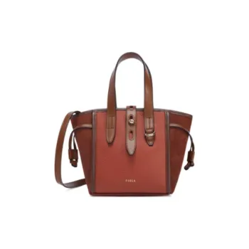 Furla Net Collection Cow Leather Basket Bag Tote Bag Shopping Bag One Shoulder Handbag Mini Women's Hazelnut Multicolor