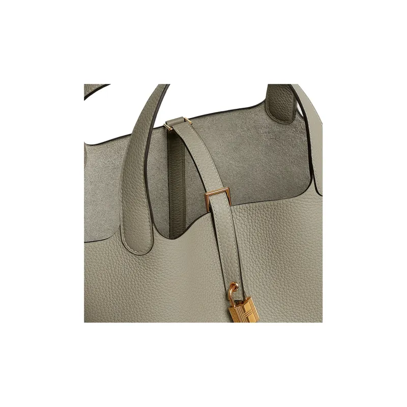HERMES Picotin Lock Calfskin Basket Bag Handbag Bucket Bag 22 Women's Q1 Sauge Sage Green-3