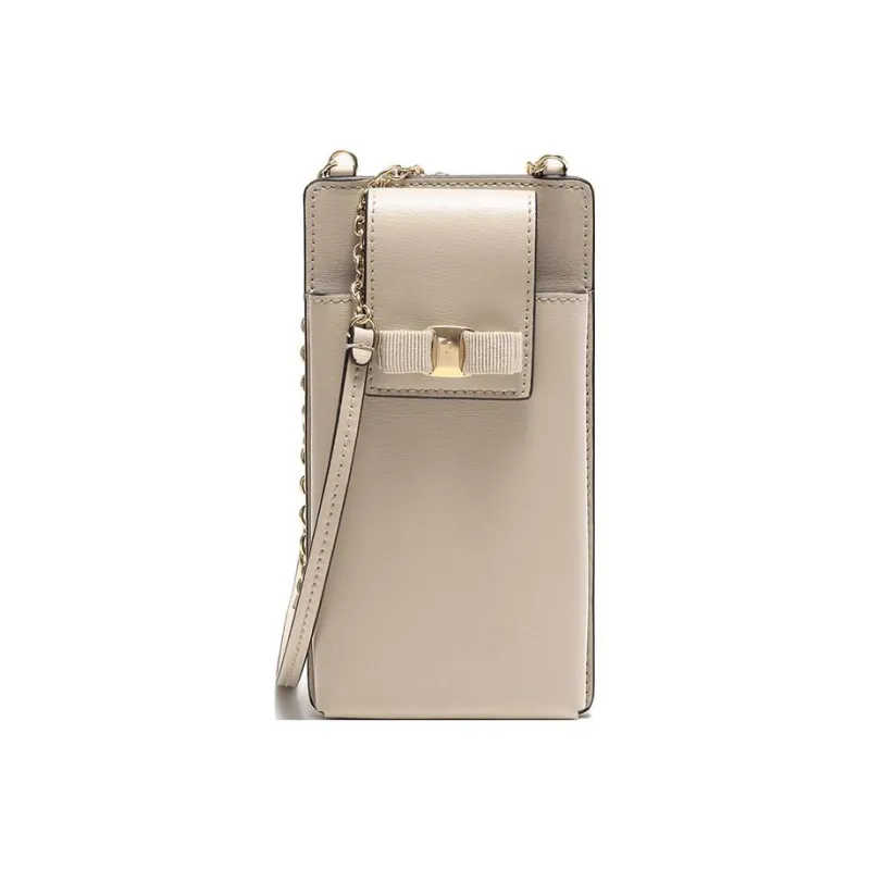 FERRAGAMO Vara Cow Leather Cell Phone Pouch, Shoulder Bag Women's Milk Tea-1