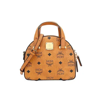 MCM Essential Half Moon Tote Visetos Mini Cognac