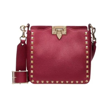 Valentino Rockstud Calfskin Crossbody Bag Shoulder Bag Women's Maroon