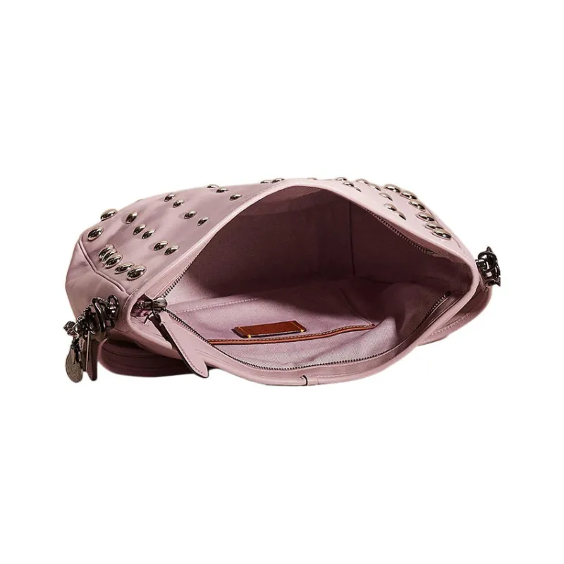 COACH Hobo Leather Hobo Bag, Portable Crossbody Bag, Shoulder Bag Women's Pink-2