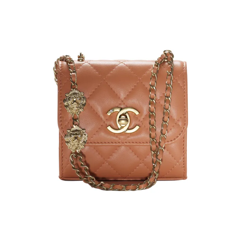CHANEL Sheepskin Small Square Bag, Crossbody Bag, Shoulder Bag Women's Orange-0