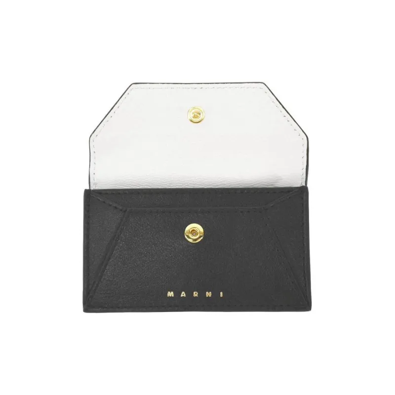 MARNI Calfskin Card Holder, Wallet Regular Women's White/Black-4