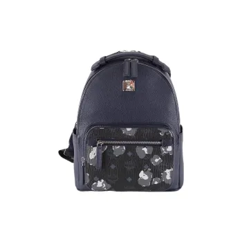 MCM Leather Backpack Small Size Men's Dark Blue