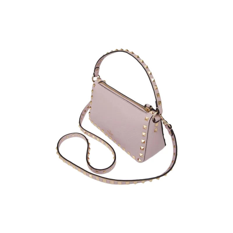 Valentino Rockstud Grained Calfskin Baguette Bag Shoulder Bags Handbags Small Size Women's Light Purple-4