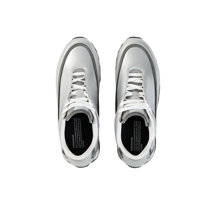CONP Wear Resistant Low Top Casual Shoes Unisex Reflective Silver-3