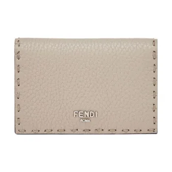 FENDI Calfskin Wallet Money Clip Card Holder Men's Dove Gray