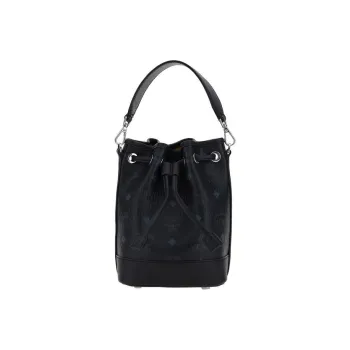 MCM Coated Canvas With Nappa Leather Bucket Bags Crossbody One Shoulder Handbags Mini Women's Black