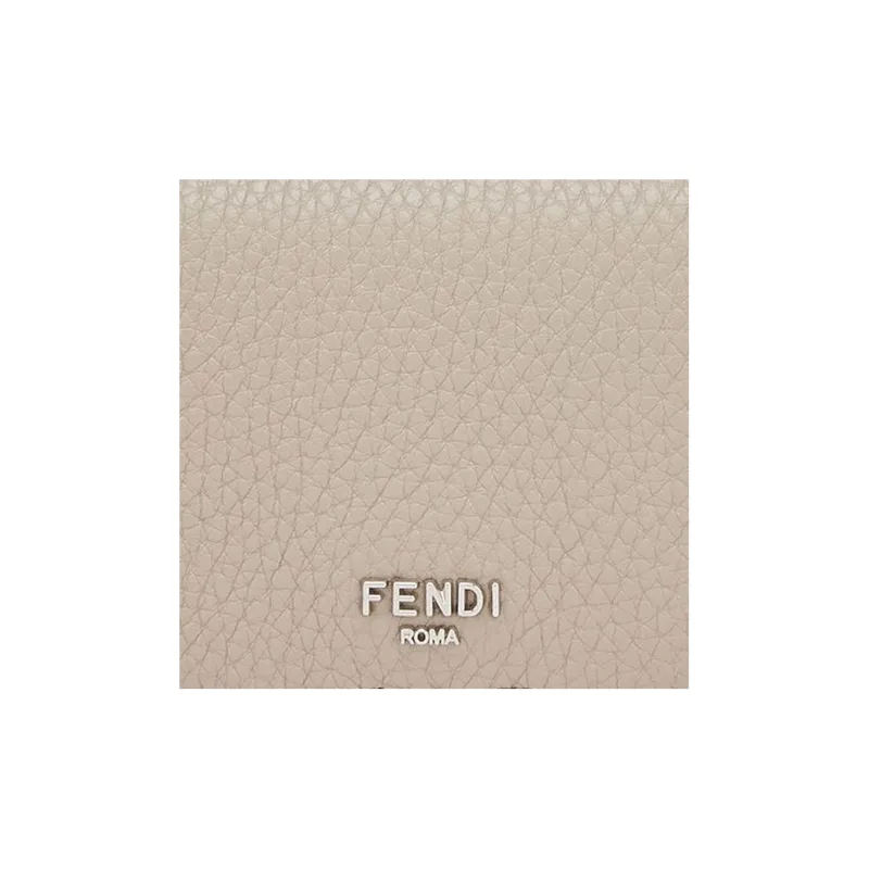 FENDI Calfskin Wallet Money Clip Card Holder Men's Dove Gray-3