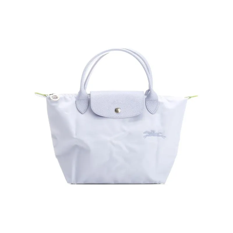 LONGCHAMP Le Pliage Green Cow Leather Trim Dumpling Bag Handbag Trumpets Women's Light Blue-0