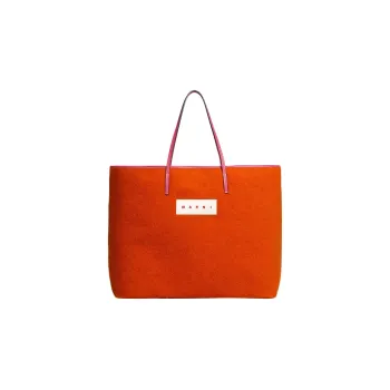 MARNI Wool Felt Tote Bag Shopping Bag Handbag Medium Size Men's Orange