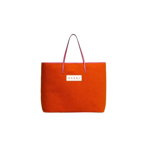 MARNI Wool Felt Tote Bag Shopping Bag Handbag Medium Size Men's Orange