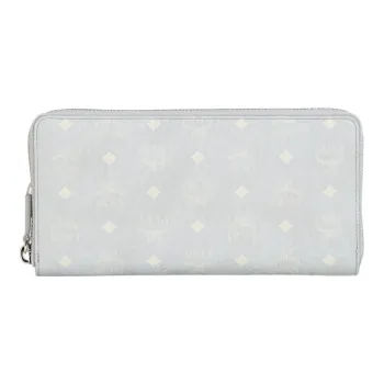 MCM Visetos Coated Canvas Leather Card Holder, Wallet Large Size Women's Gray