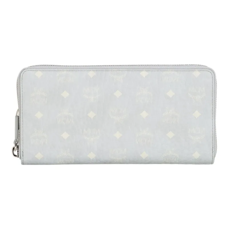 MCM Visetos Coated Canvas Leather Card Holder, Wallet Large Size Women's Gray-0