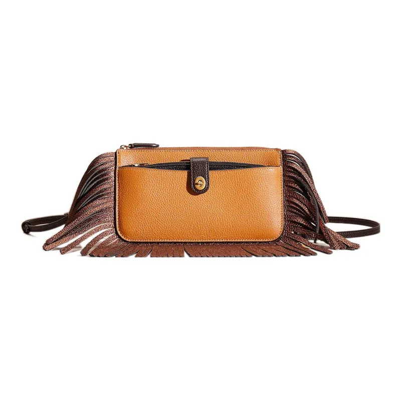 COACH Noa Pop Up Leather Envelope Bag, Shoulder Bag Women's Saffron-0