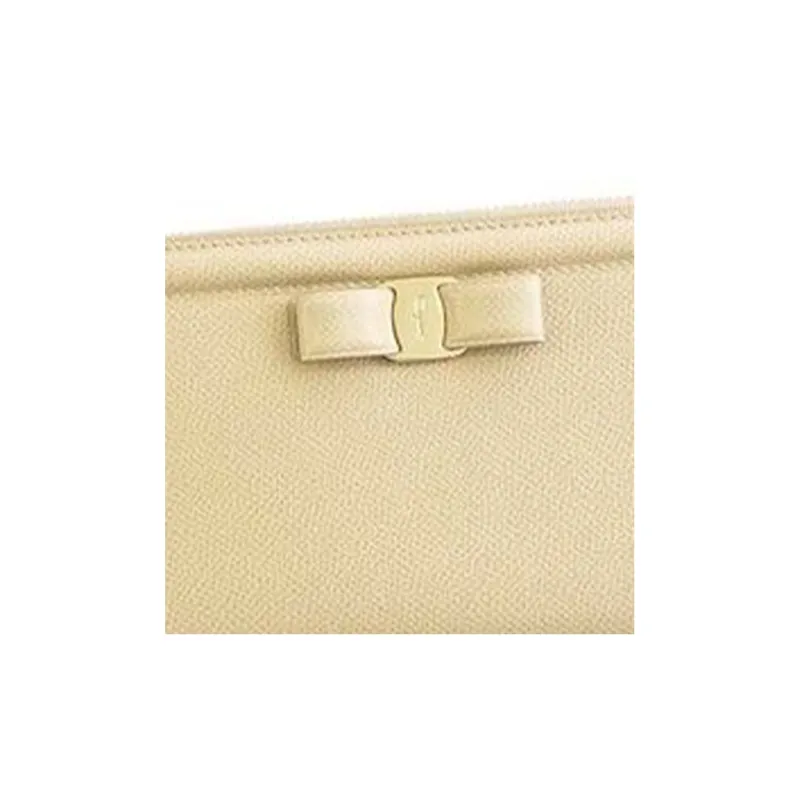 FERRAGAMO Vara Calfskin Wallet Women's Yellow-3