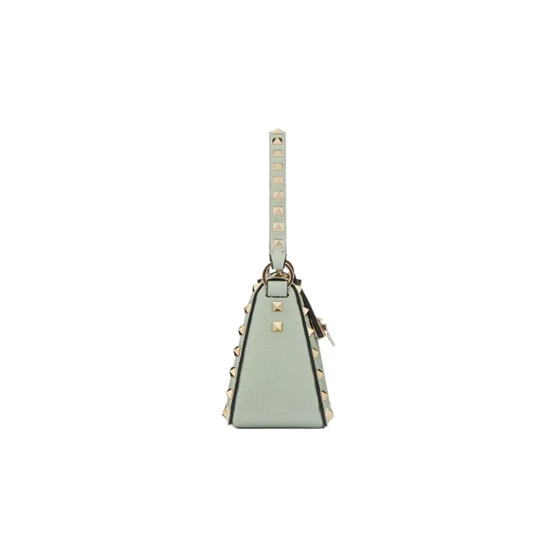 Valentino Rockstud Grained Calfskin Baguette Bag Shoulder Bags Handbags Small Size Women's Aqua Green-3