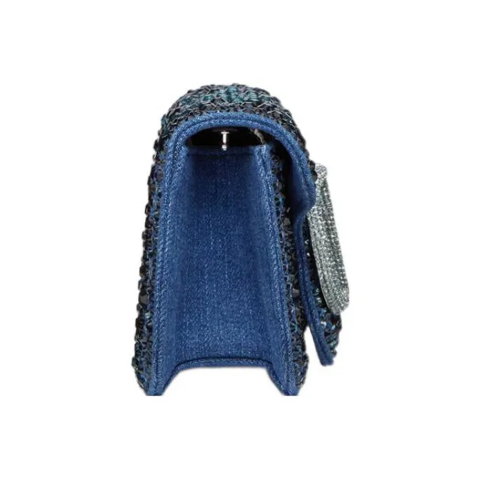 Valentino Locò Denim Handbag, Shoulder Bag Trumpets Women's Blue-2