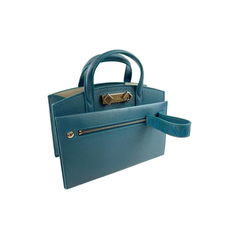 MCM Cow Leather, Sheepskin Shoulder Bag, Crossbody Bag, Handbag Mini Women's Turquoise-3