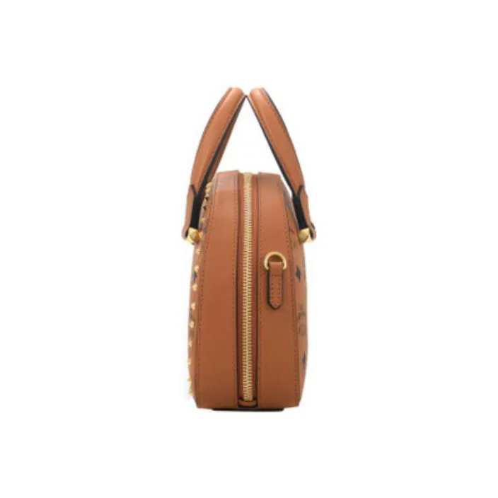 MCM Essential Visetos Origina Leather Crescent Bag Shoulder Bag Crossbody Bag Handbag Mini Women's Brown Cognac-1