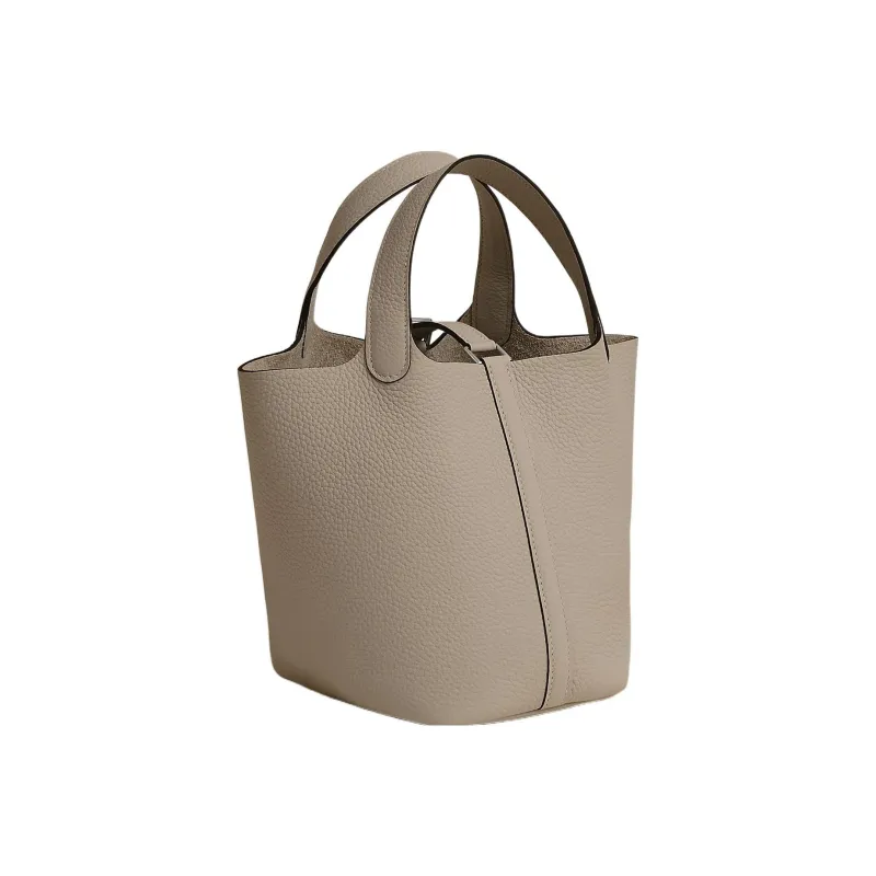 HERMES Picotin Lock Clemence Bullock Leather Basket Bag Handbag 18 Women's 81 Gris Tourterelle Dove Gray-2
