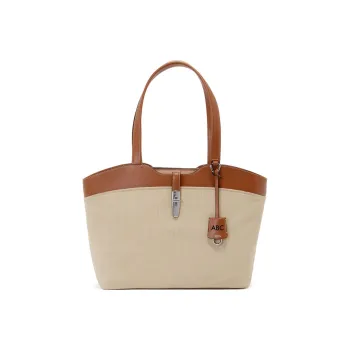TUMI Canvas With Leather Tote Bag Shopping Bag Handbag Shoulder Bag Women's Beige & Brown