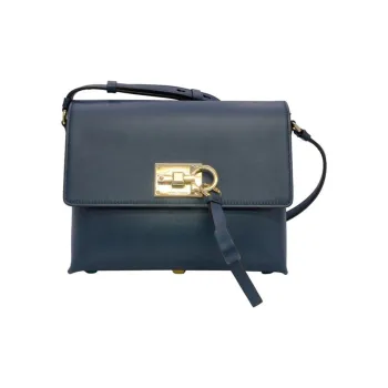 FERRAGAMO Cow Leather Shoulder Bag, Crossbody Bag Women's Blue