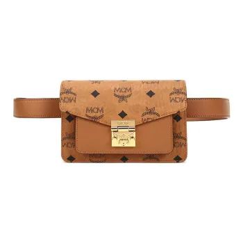 MCM Artificial Leather Fanny Pack Mini Women's Brown Cognac