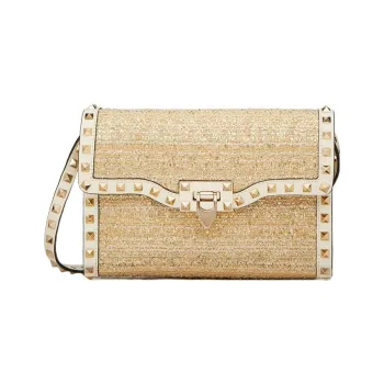 Valentino Rockstud Raffia Crossbody Bag, Shoulder Bag Women's