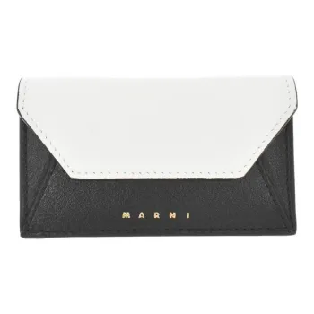 MARNI Calfskin Card Holder, Wallet Regular Women's White/Black