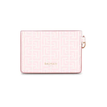 BALMAIN Calfskin Coin Purses Card Holders Women's Pink