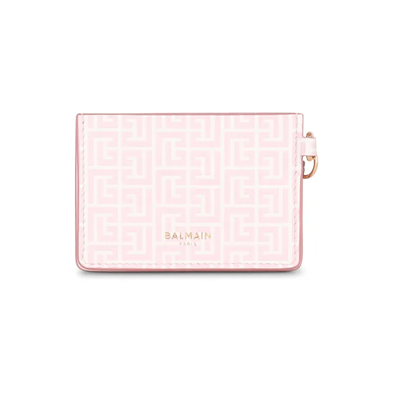 BALMAIN Calfskin Coin Purses Card Holders Women's Pink-0