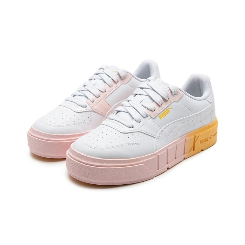 PUMA Cali Court Beach Days Wns Anti-Slip Wear-Resistant Low-Top Skateboard Shoes Women's White Pink Yellow-2