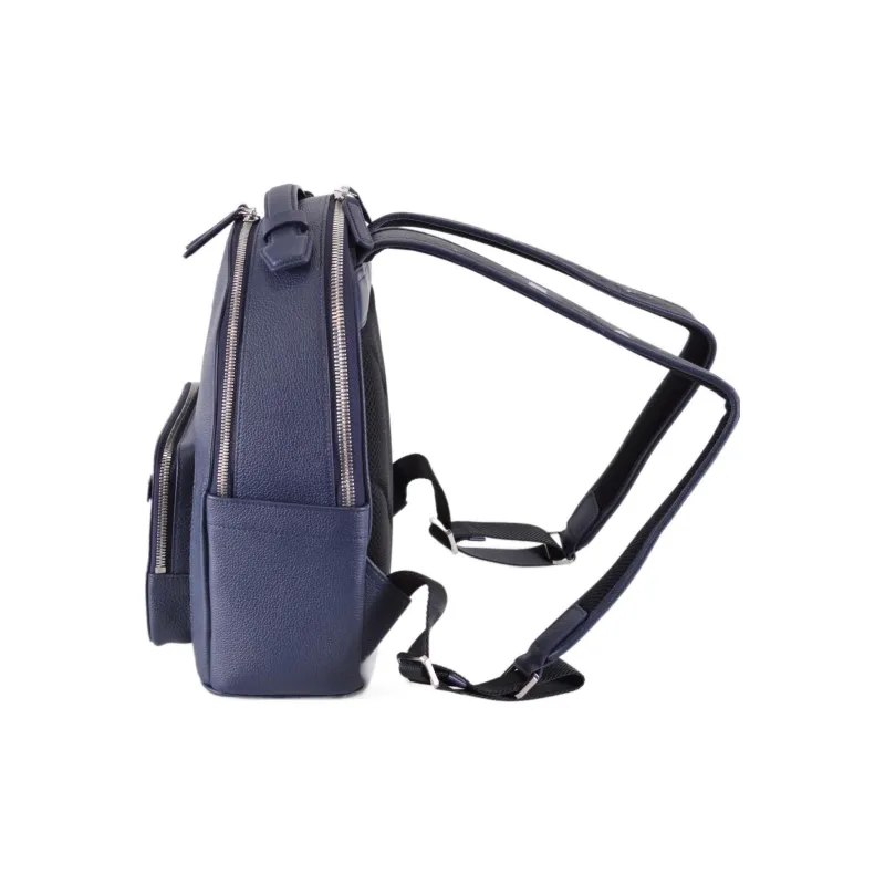 MCM Leather Backpack Small Size Men's Dark Blue-2