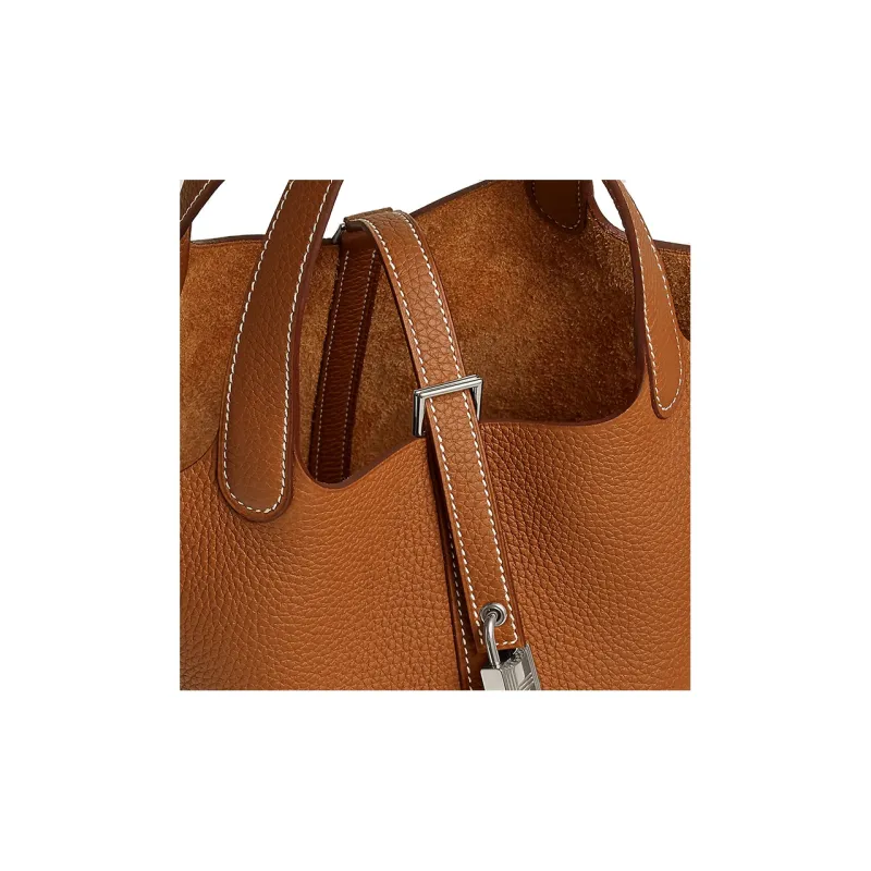 HERMES Bag Picotin 18 Lock Clemence Leather Gold-4