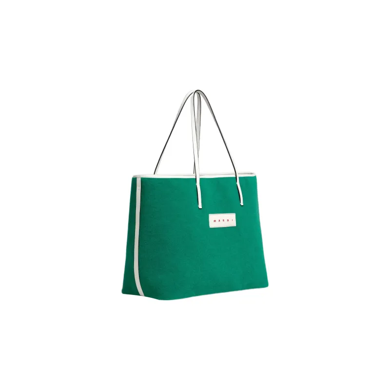 MARNI Wool Felt Tote Bag Shopping Bag Handbag Small Size Men's Green-1