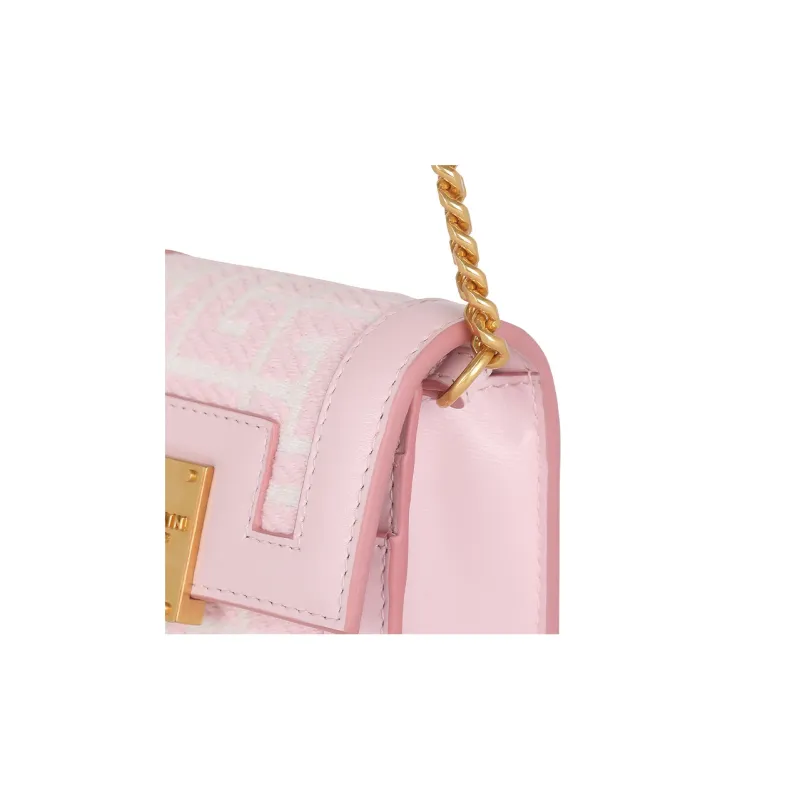 BALMAIN 1945 Jacquard Calfskin Shoulder Bag Crossbody Bag Card Holder Women's Pink-4