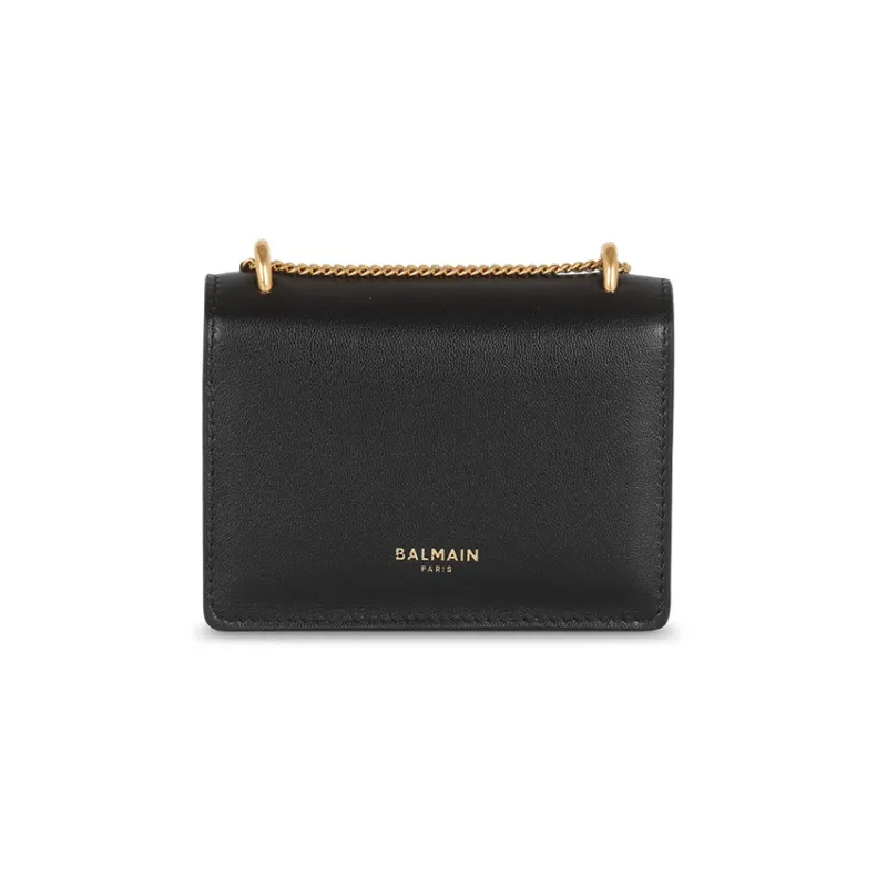 BALMAIN Goatskin Coin Purse Small Size Women's Black-1