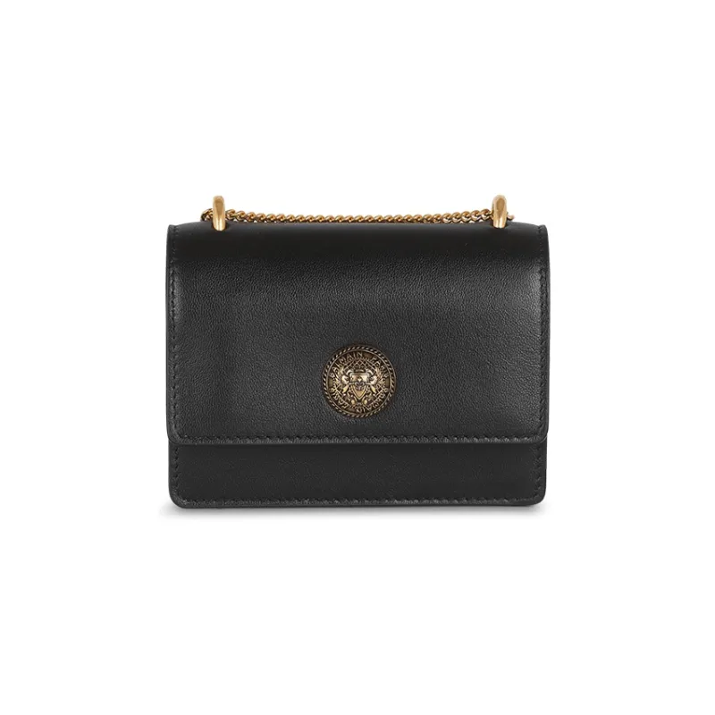 BALMAIN Goatskin Coin Purse Small Size Women's Black-0