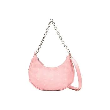 MCM Aren Visetos Nappa Leather Shoulder Bag Chain Handbag Shoulder Bag Small Size Women's Pink