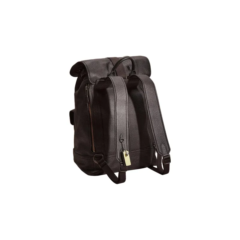 COACH Bleecker Pebbled Leather Backpack Large Size Men's Black-1
