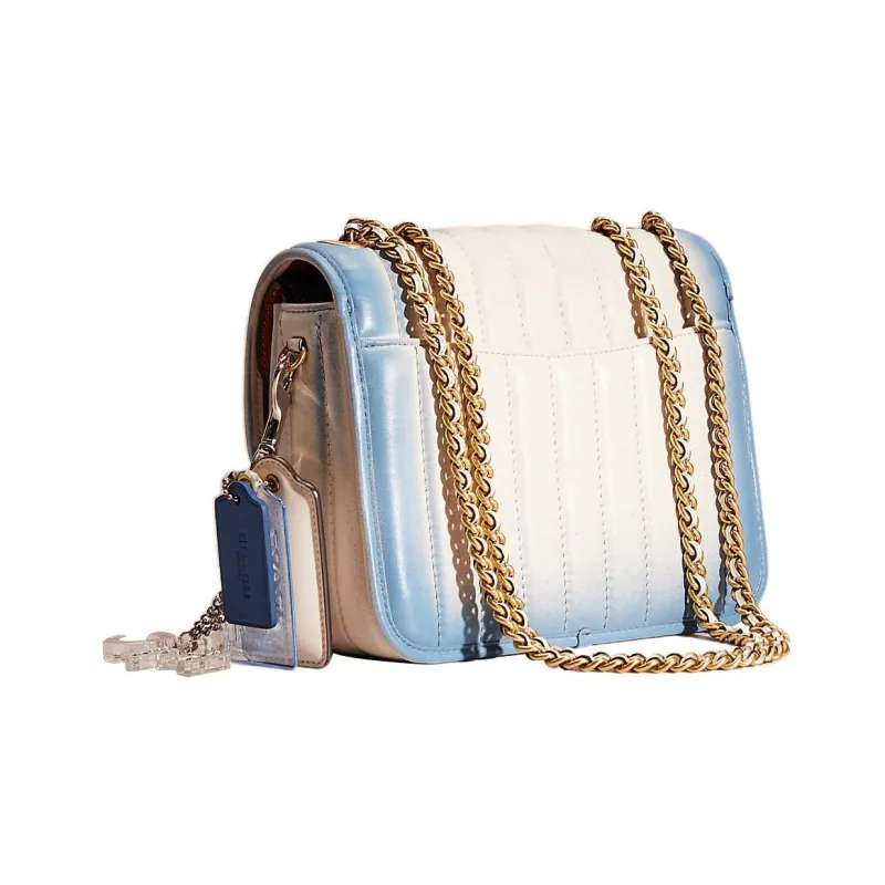 COACH Madison Cow Leather Small Square Bag Sheet Music Bag Shoulder Bag Medium Size Women's Blue White Gradient-1