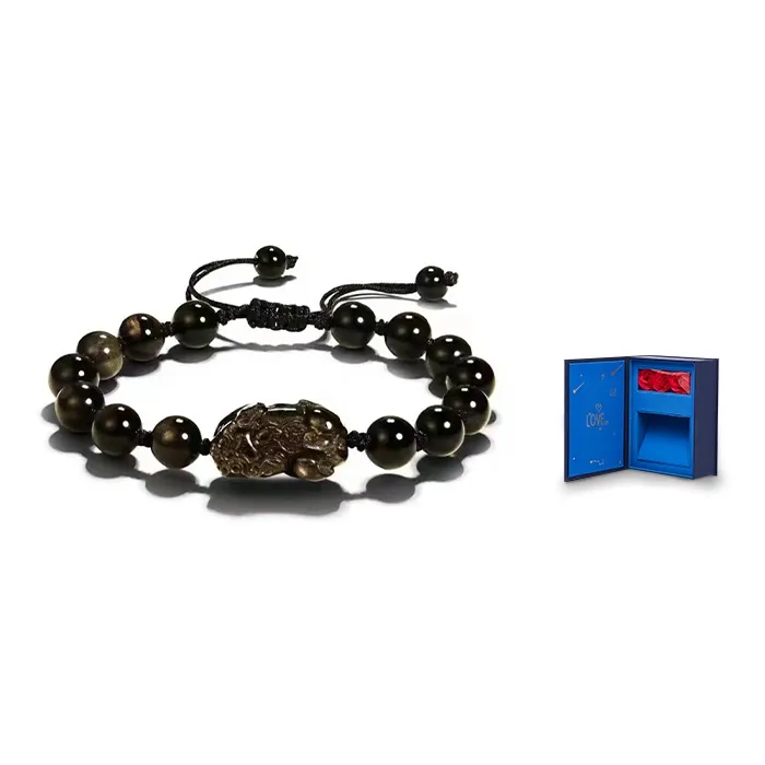 BYTHERE Strawberry Quartz Obsidian Bracelets Unisex-2