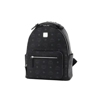 MCM Stark Visetos Leather Backpack Unisex Black