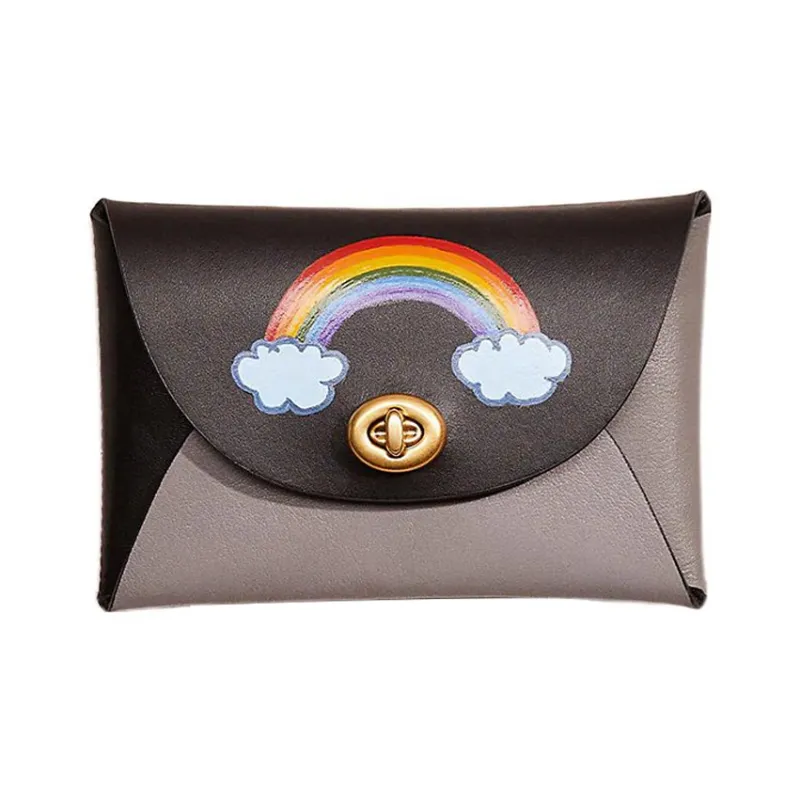 COACH Pouch Leather Coin Purse, Wallet, Clutch Medium Size Women's Black & Gray-0